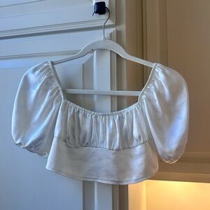 Motel Rocks White Puff Sleeve Blouse